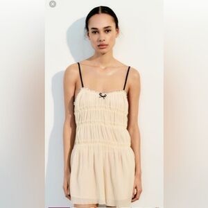 Zara Little Bow Black Slip Party Cocktail Mini Corset Camisole Holiday XS/S NWT